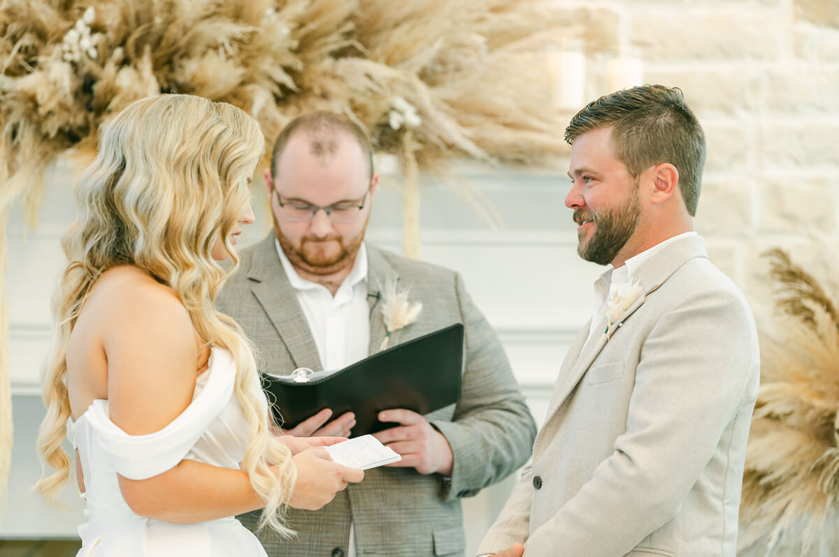 boho wedding ceremony at magnolia grove wedding venue