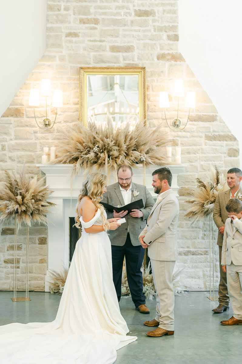 boho wedding ceremony at magnolia grove wedding venue