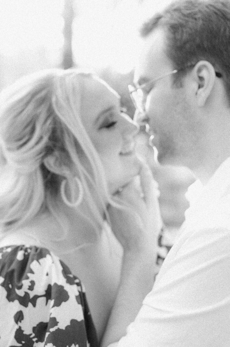 black and white engagement photo