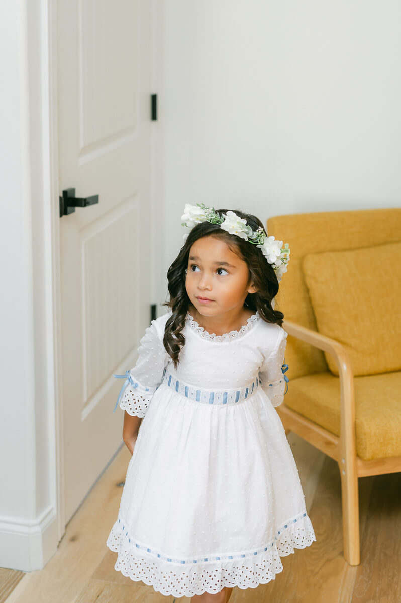 bride's daughter on wedding day