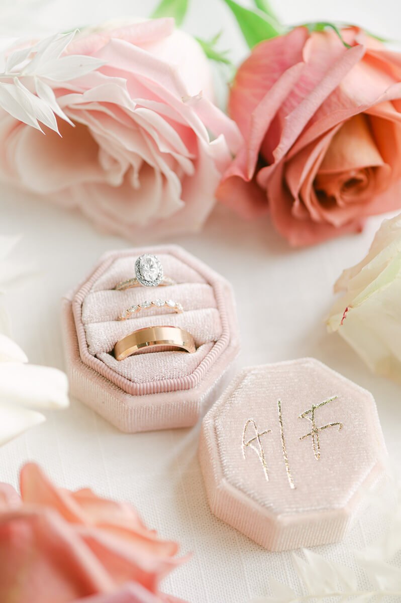 pink wedding details by Montgomery wedding photographer