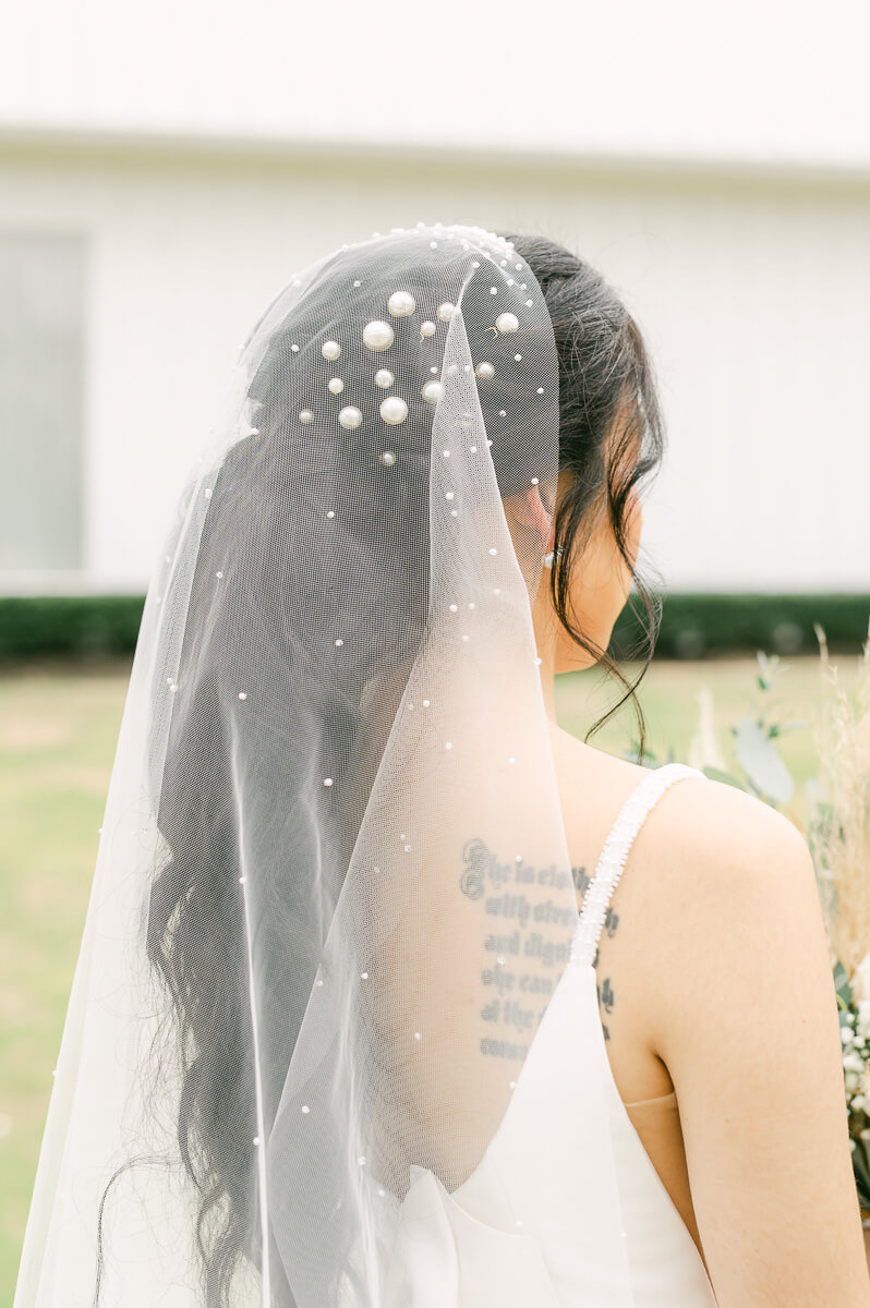 bride at her wedding at the farmhouse