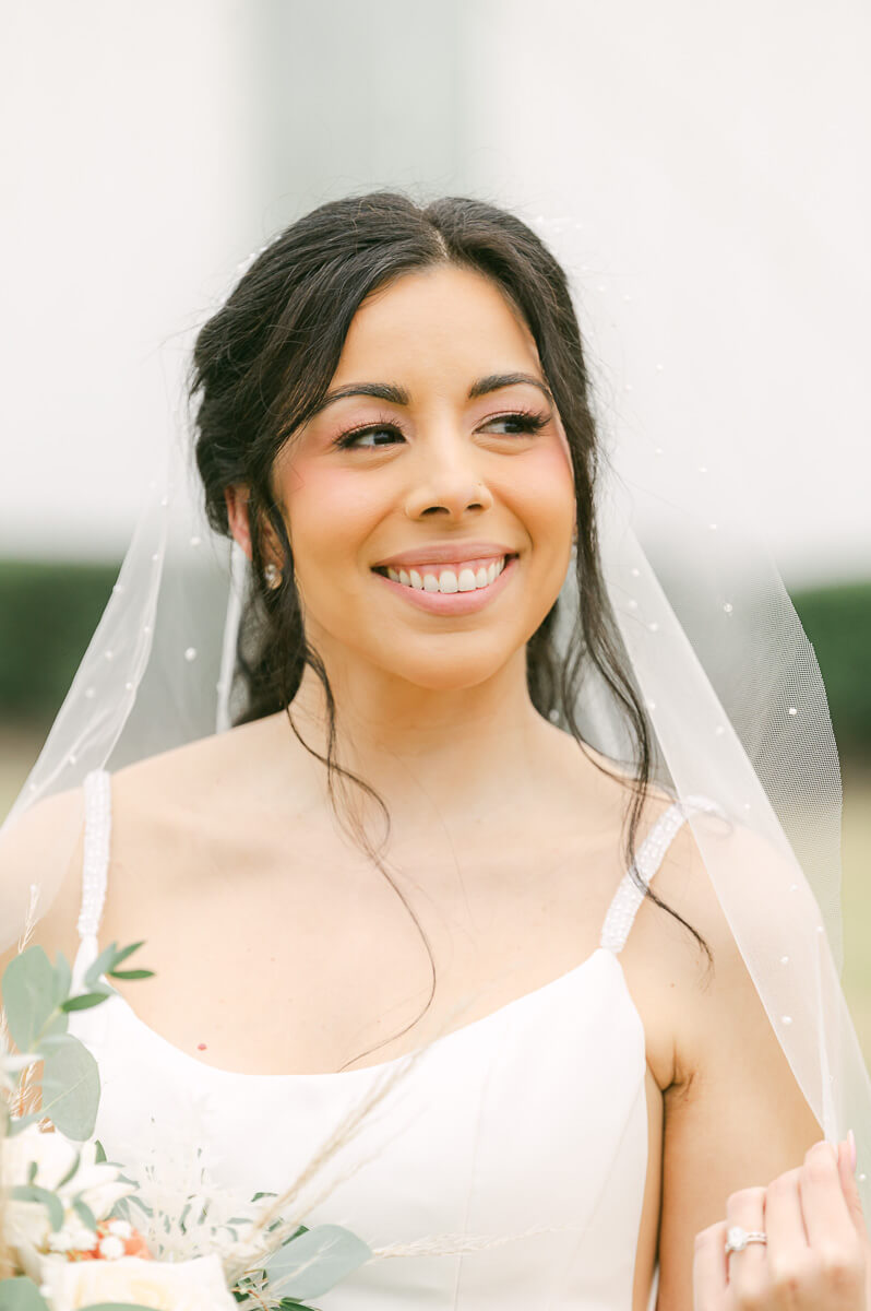 bride at her wedding at the farmhouse