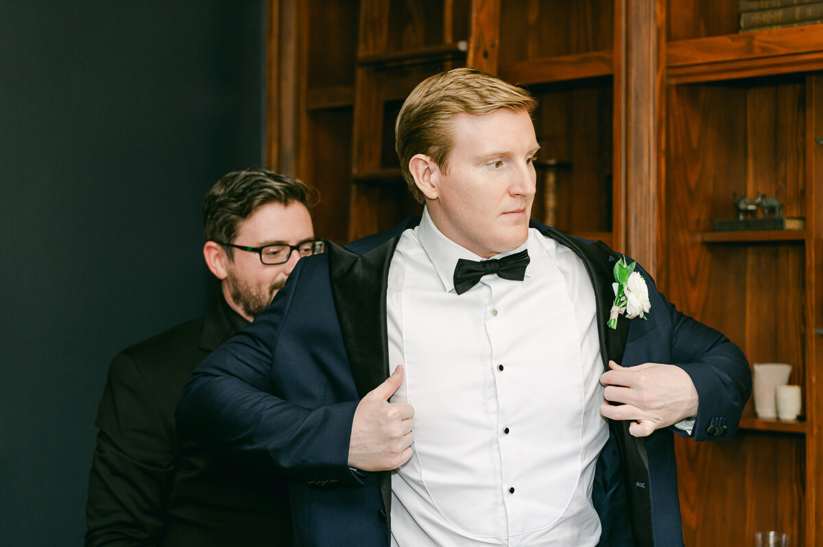 groom getting ready at the grand lady in austin, tx