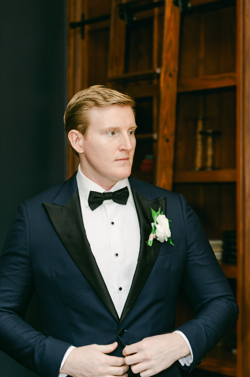groom getting ready at the grand lady in austin, tx