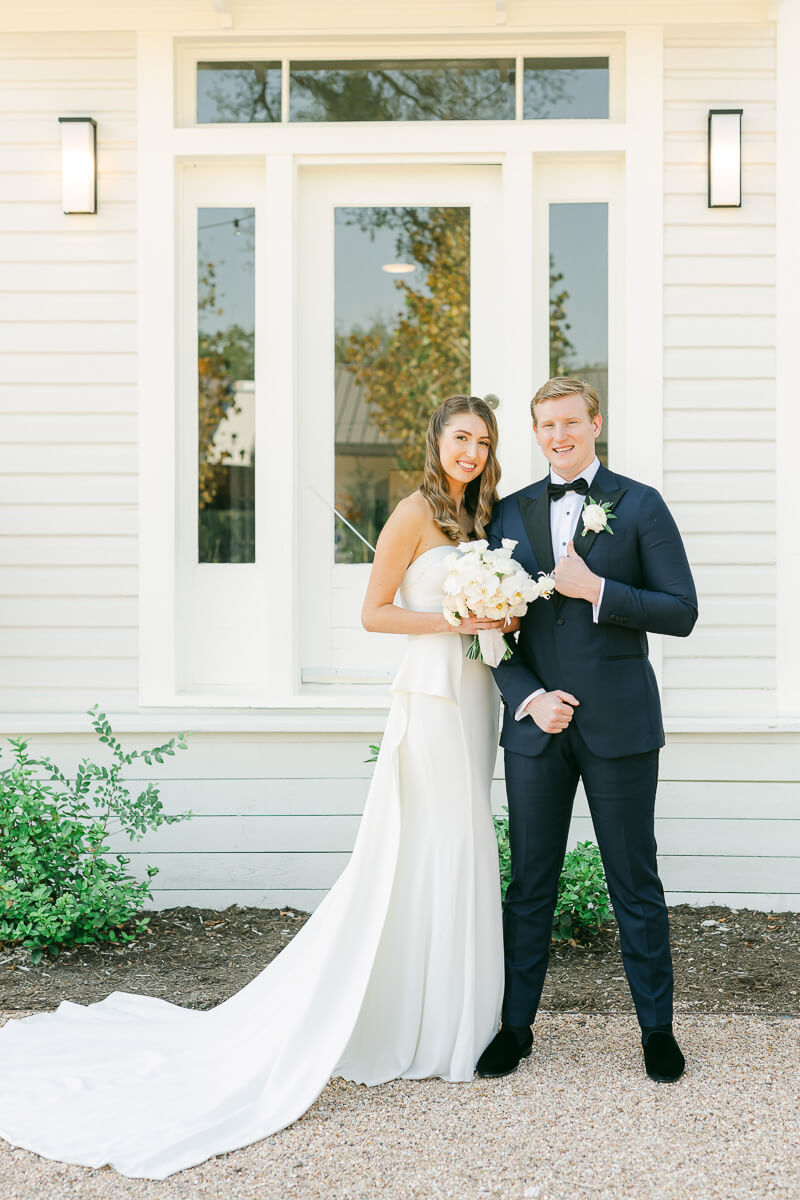 couple posing on wedding day