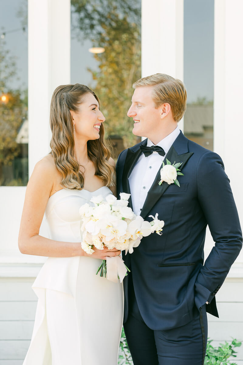 couple posing on wedding day