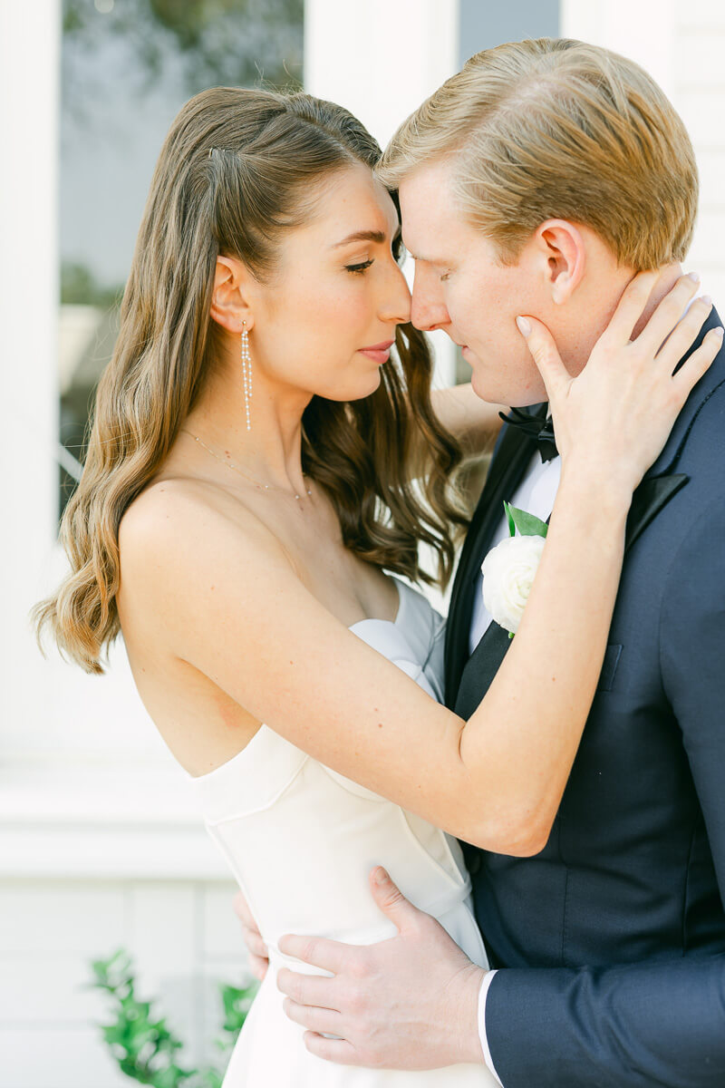couple posing on wedding day