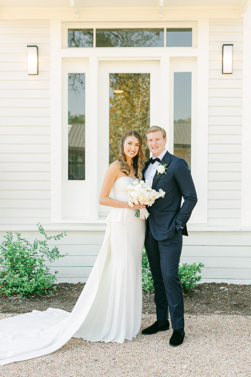 couple posing on wedding day