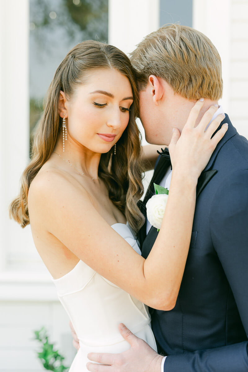 couple posing on wedding day