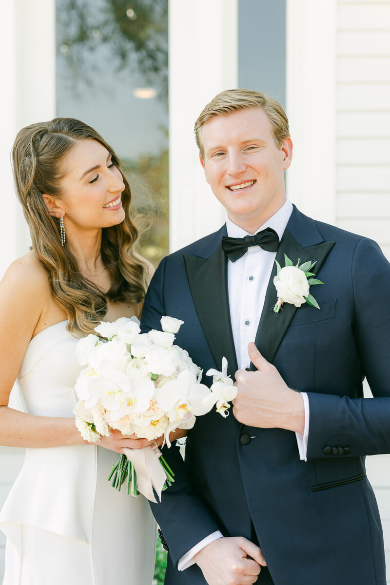 couple posing on wedding day