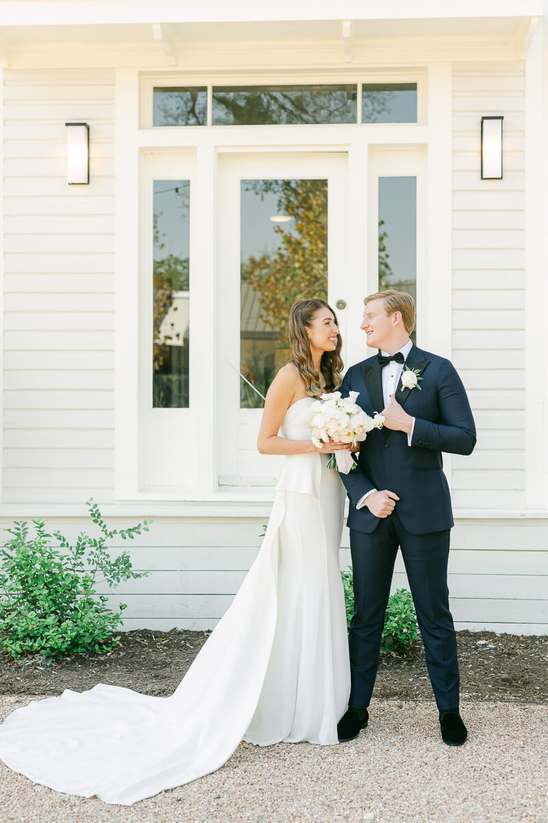 couple posing on wedding day