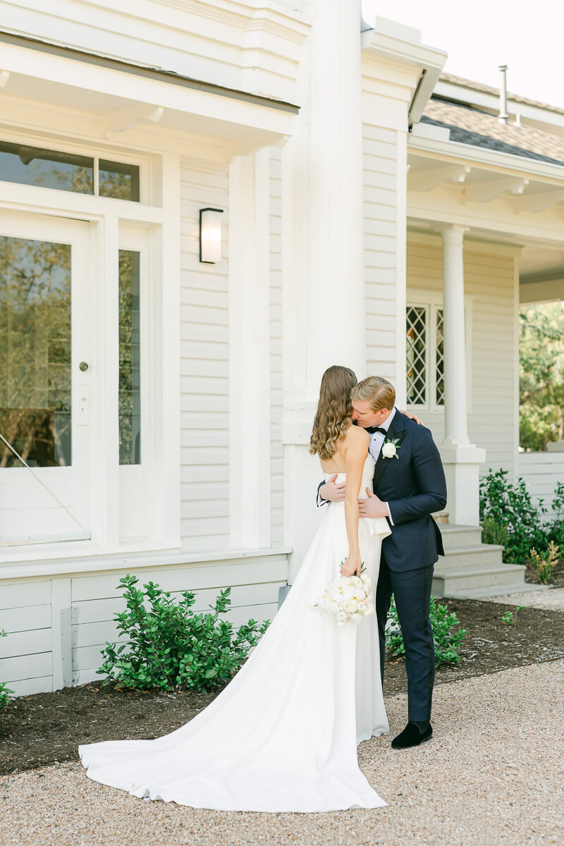 couple posing on wedding day at the grand lady