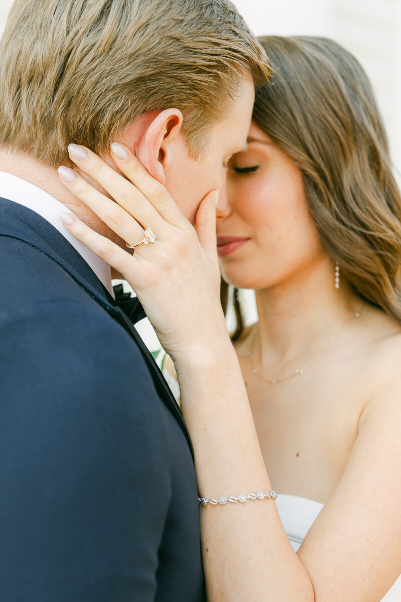 couple posing on wedding day at the grand lady