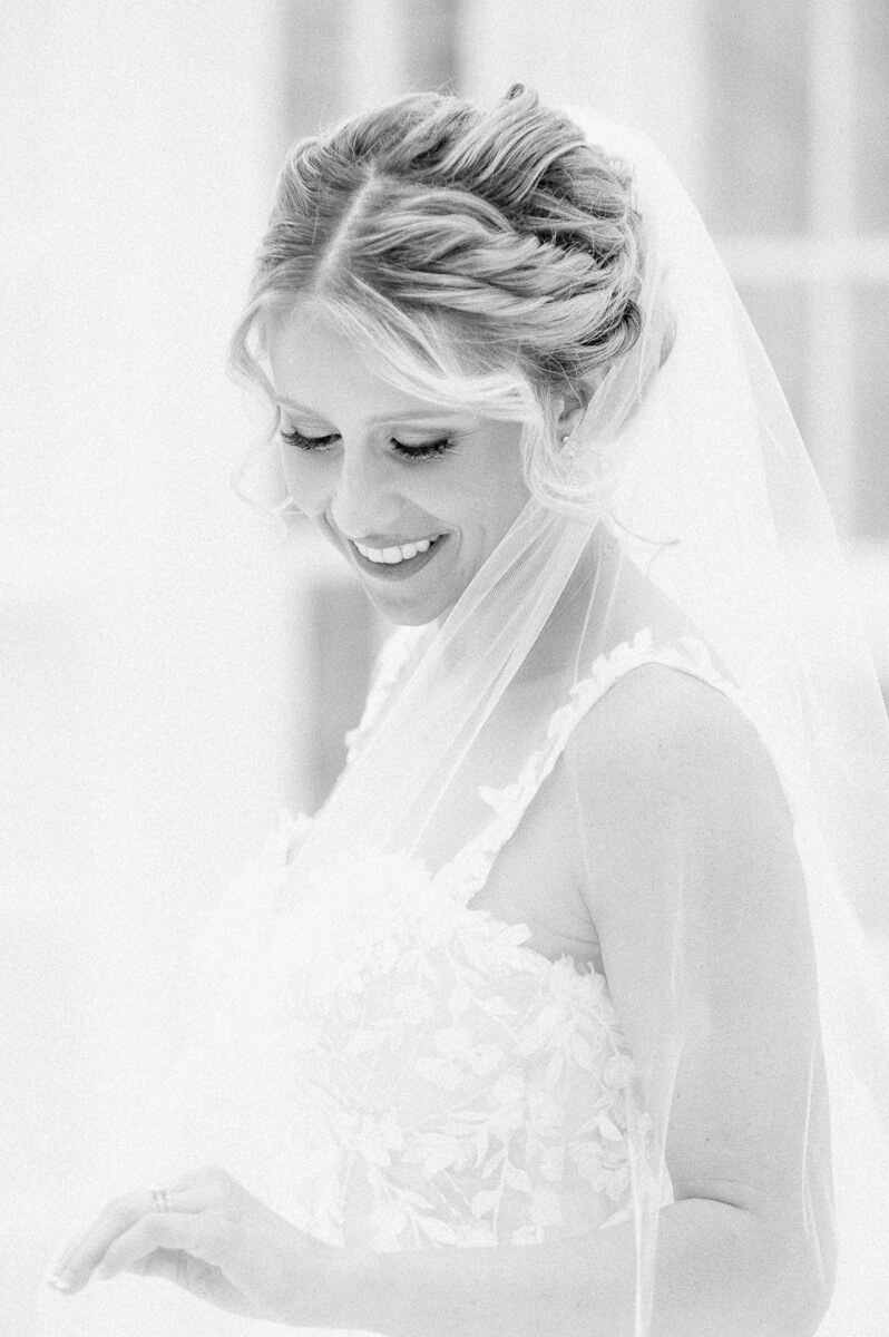 black and white photo from bridal session