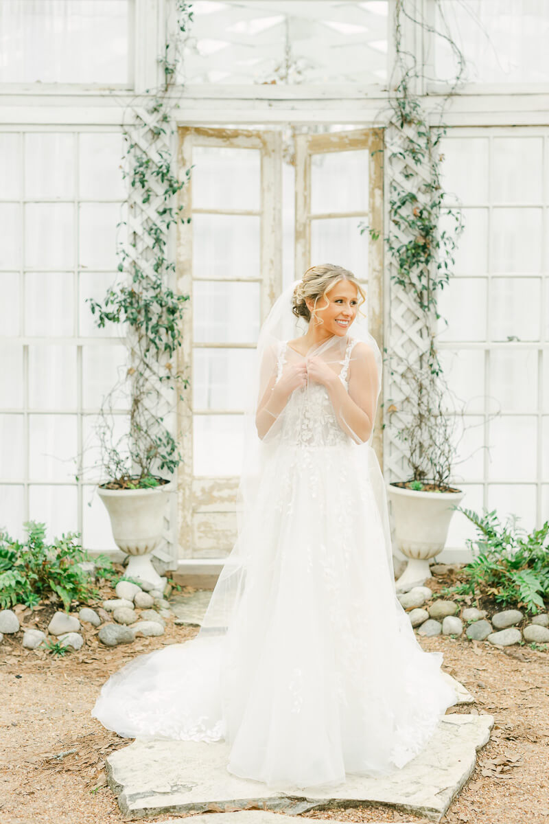 bride at her bridal session photographed by Conroe wedding photographer 
