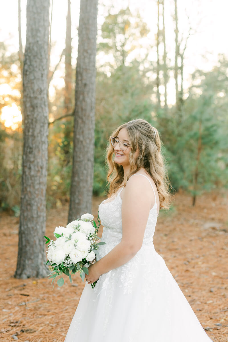 bride posing for Magnolia wedding photographer 