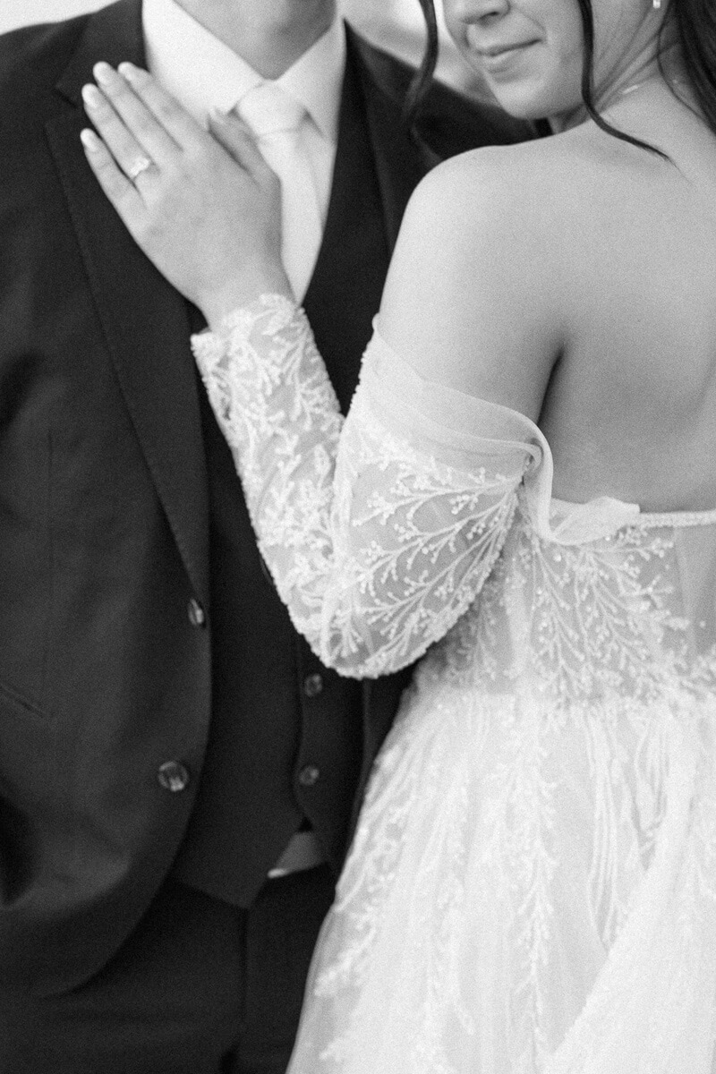 black and white wedding detail