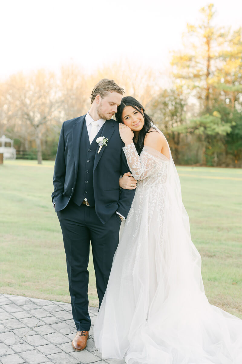 bride and groom at wedding in Plantersville, Tx