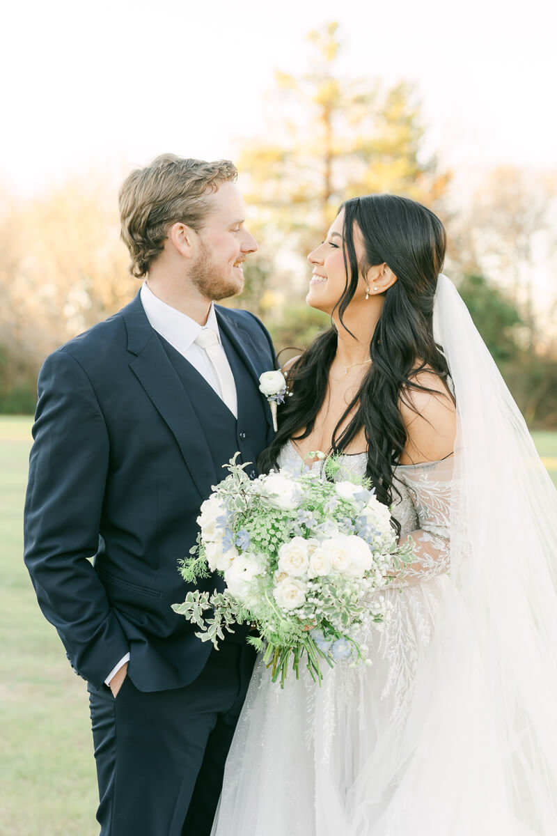 bride and groom at wedding in Plantersville, Tx