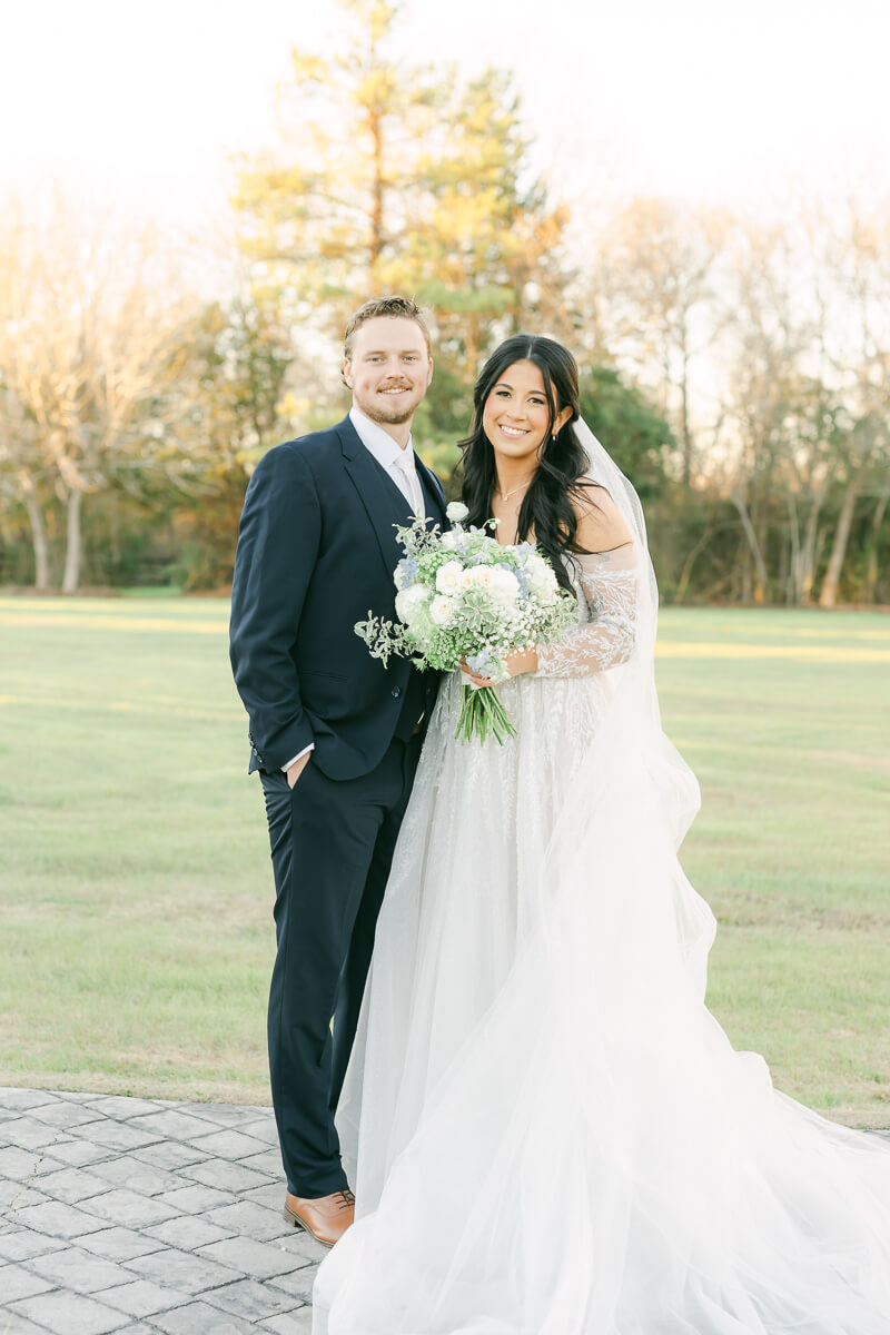 bride and groom at wedding in Plantersville, Tx