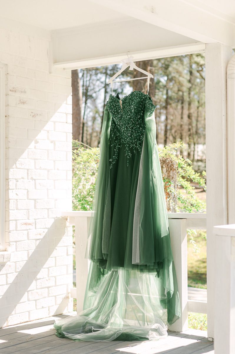 emerald green wedding dress 
