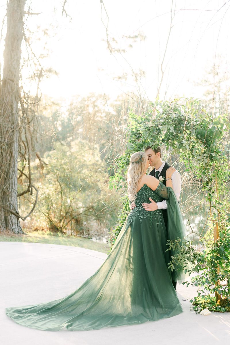 bride and groom during wedding in Conroe, Tx