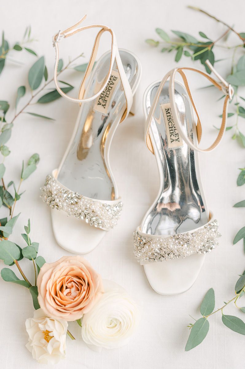 bridal shoes with flowers