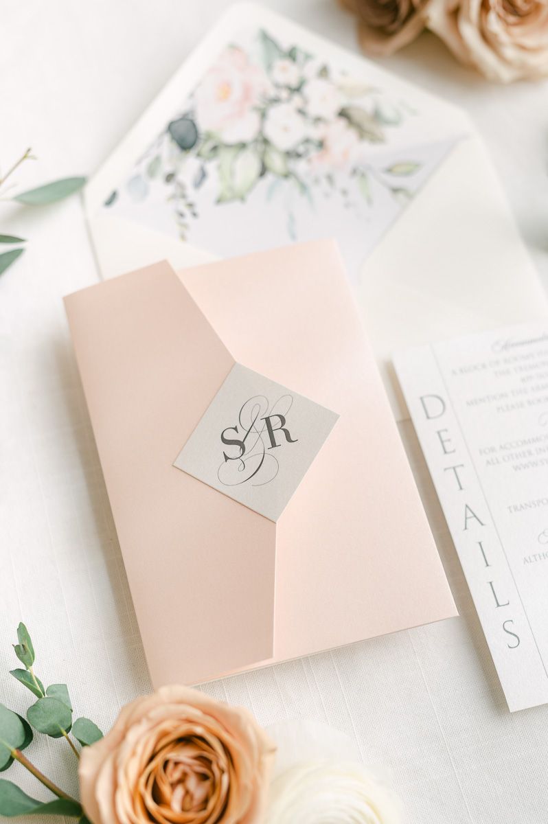 pink wedding invitation 