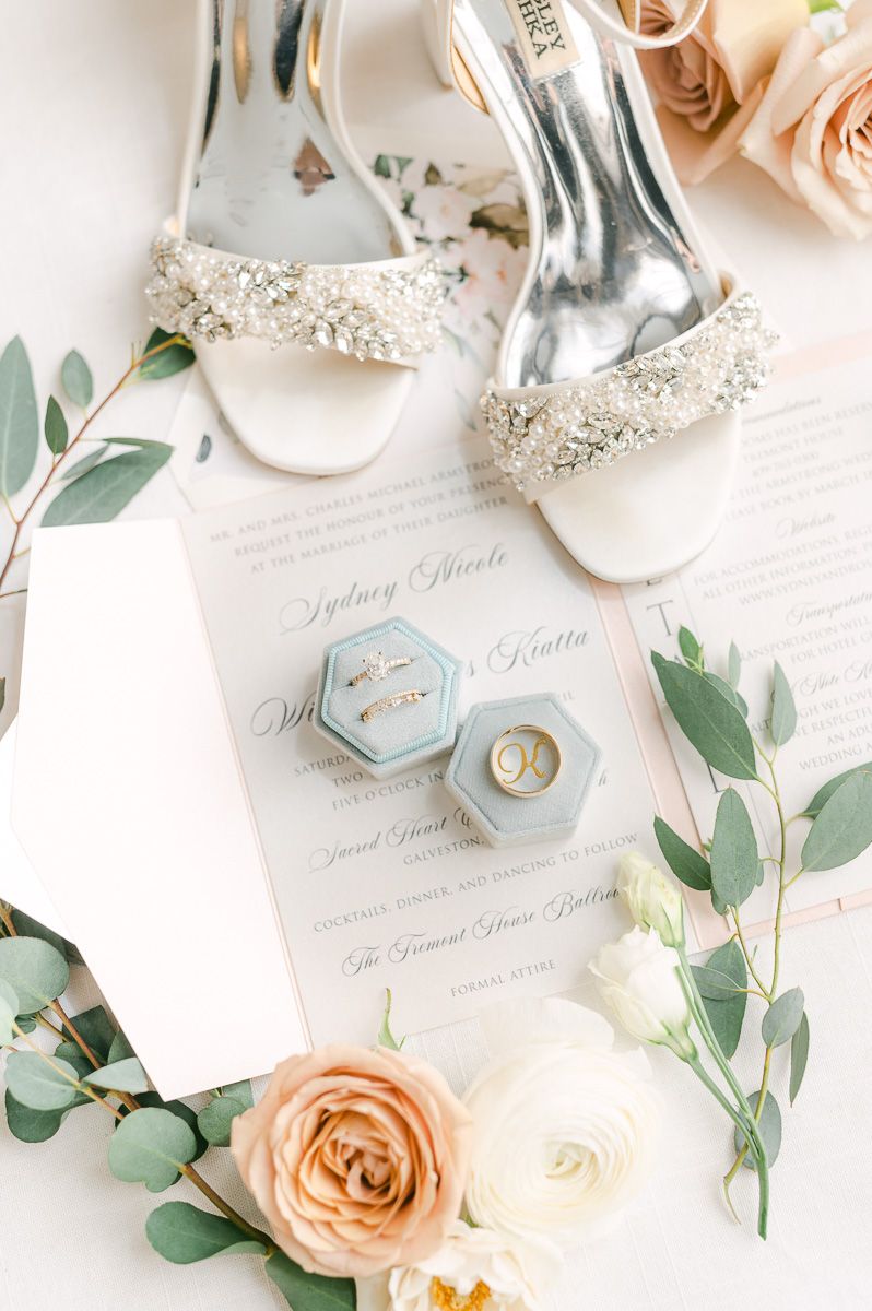wedding invitation with blue ring box