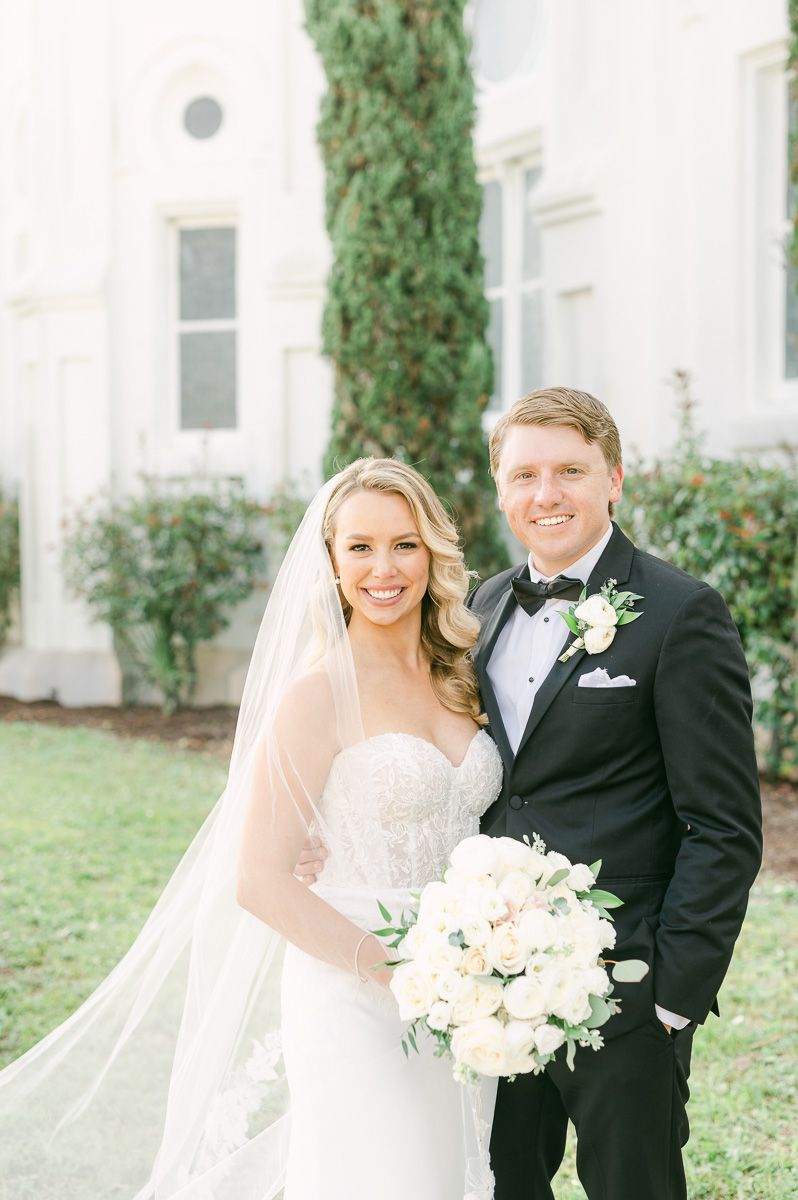 bride and groom after Galveston wedding