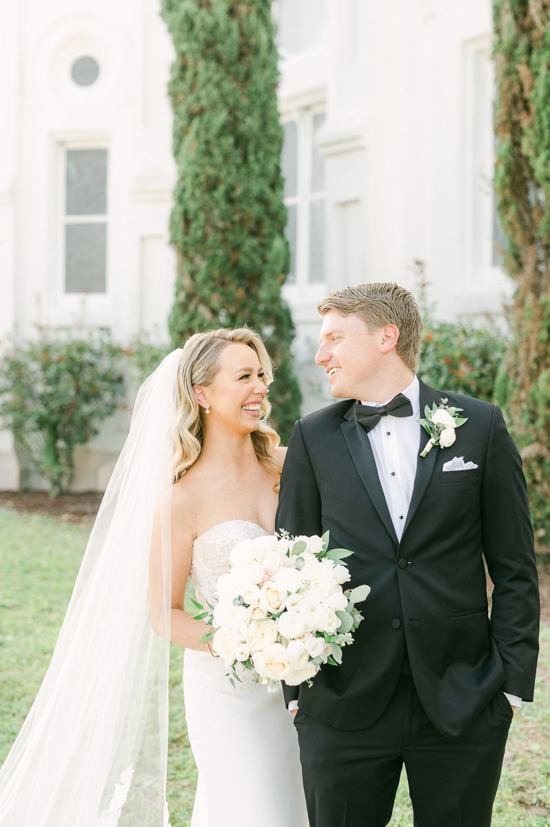 bride and groom after Galveston wedding