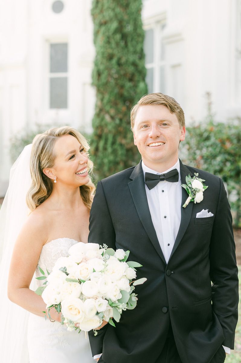 bride and groom after Galveston wedding