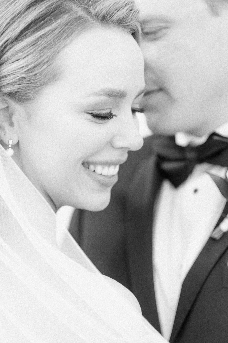 black and white photo of bride