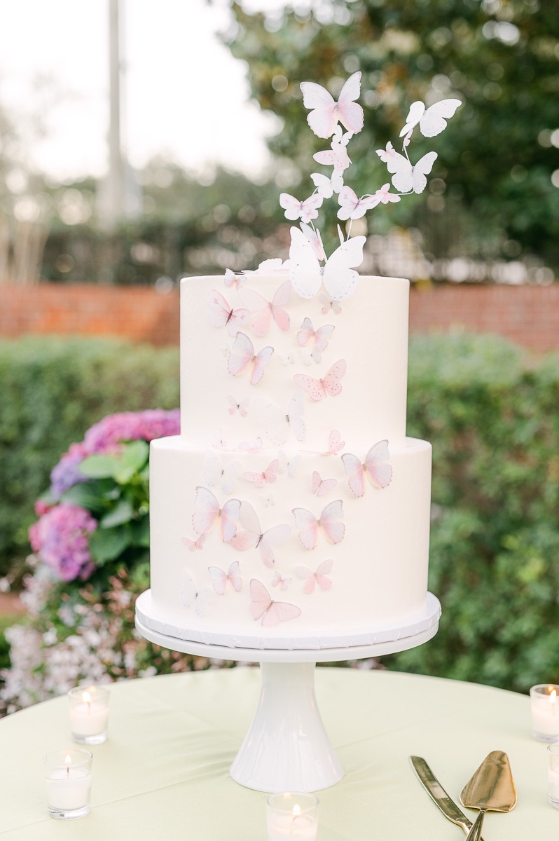 wedding cake with soft butterfly details