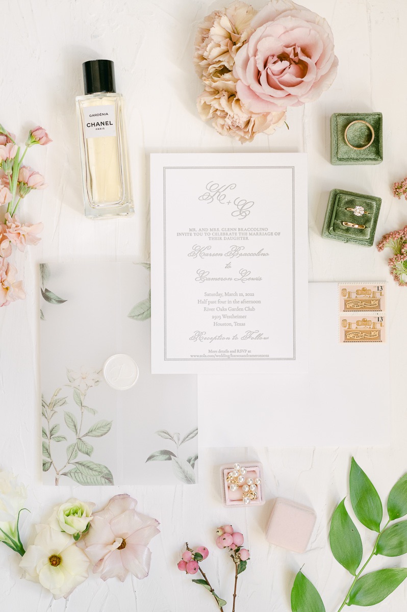 wedding invitation with pink florals