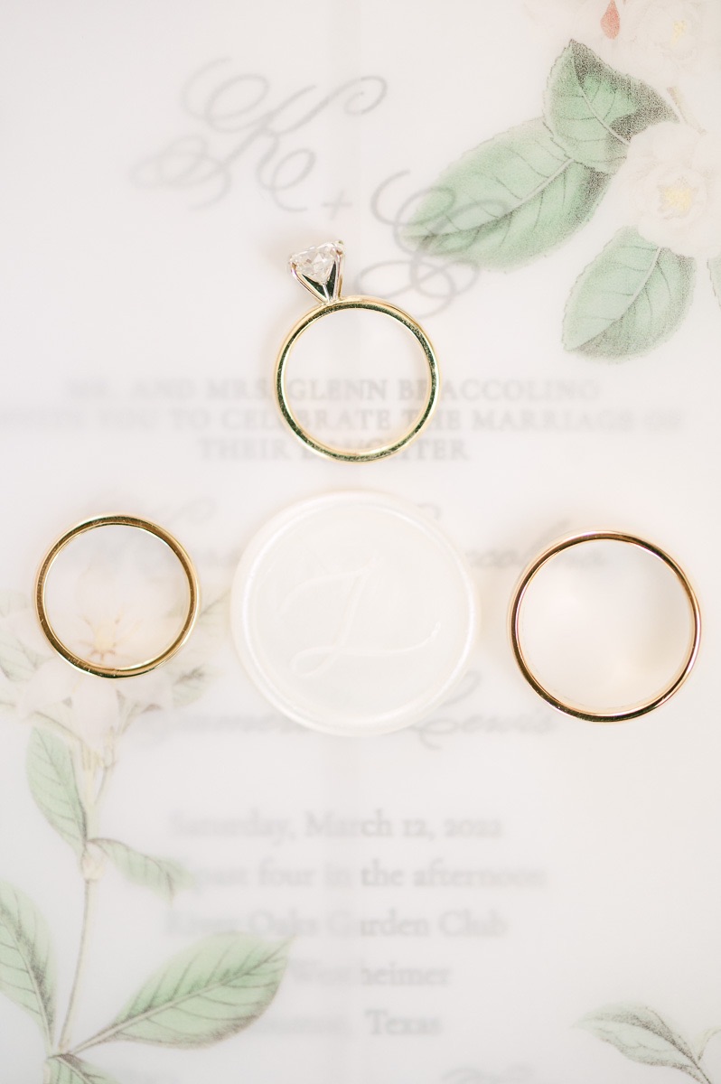 wedding rings on invitation