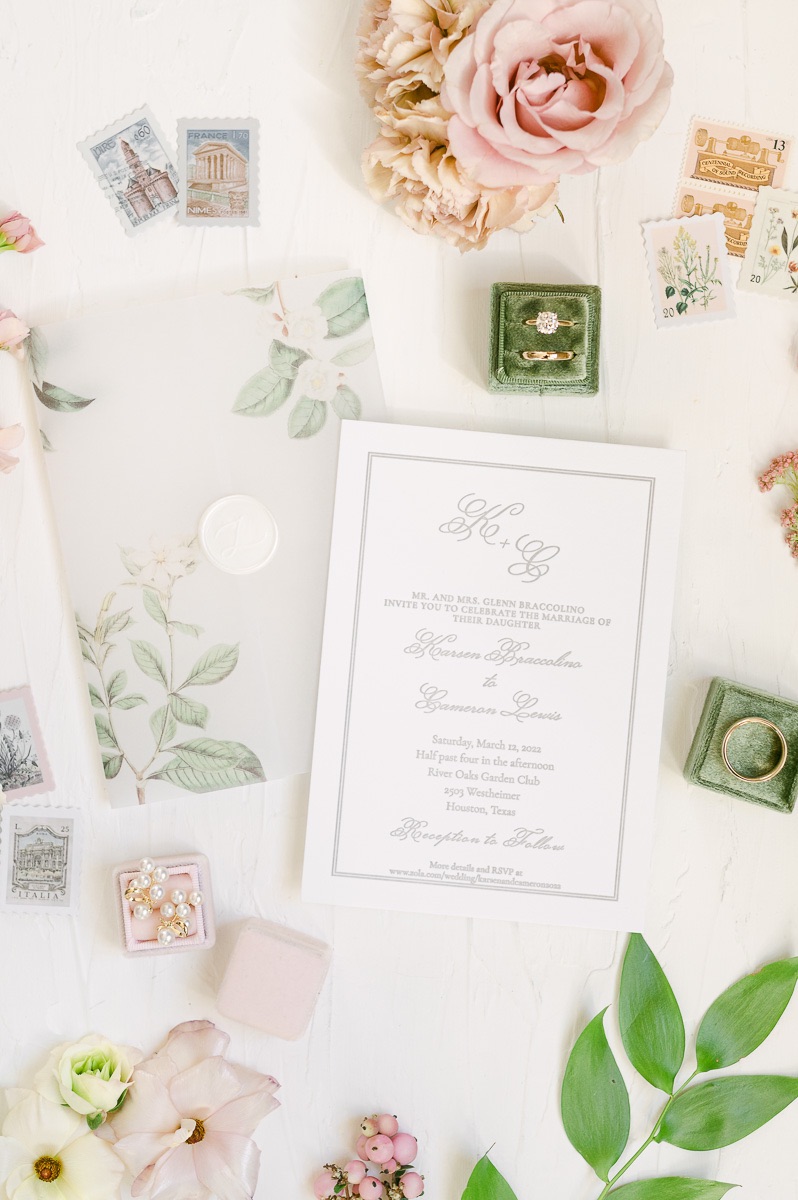 wedding invitation with pink florals
