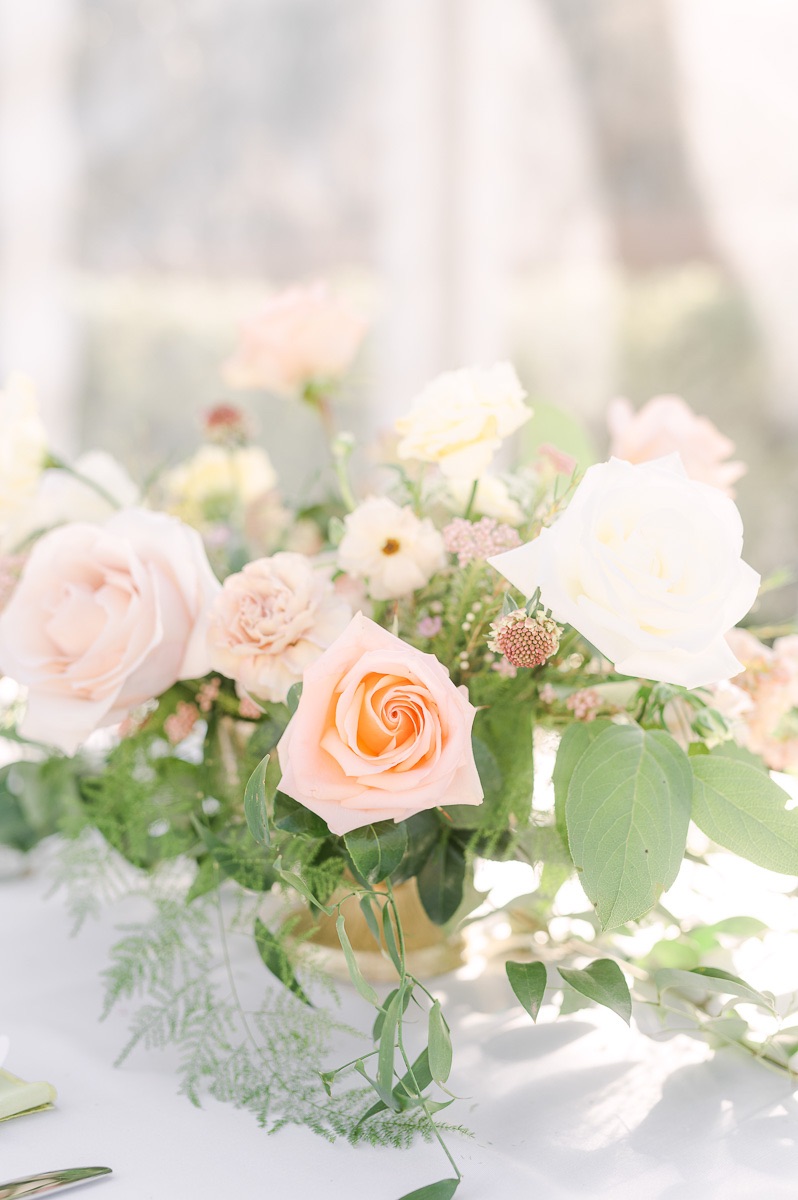 reception flowers at spring garden wedding