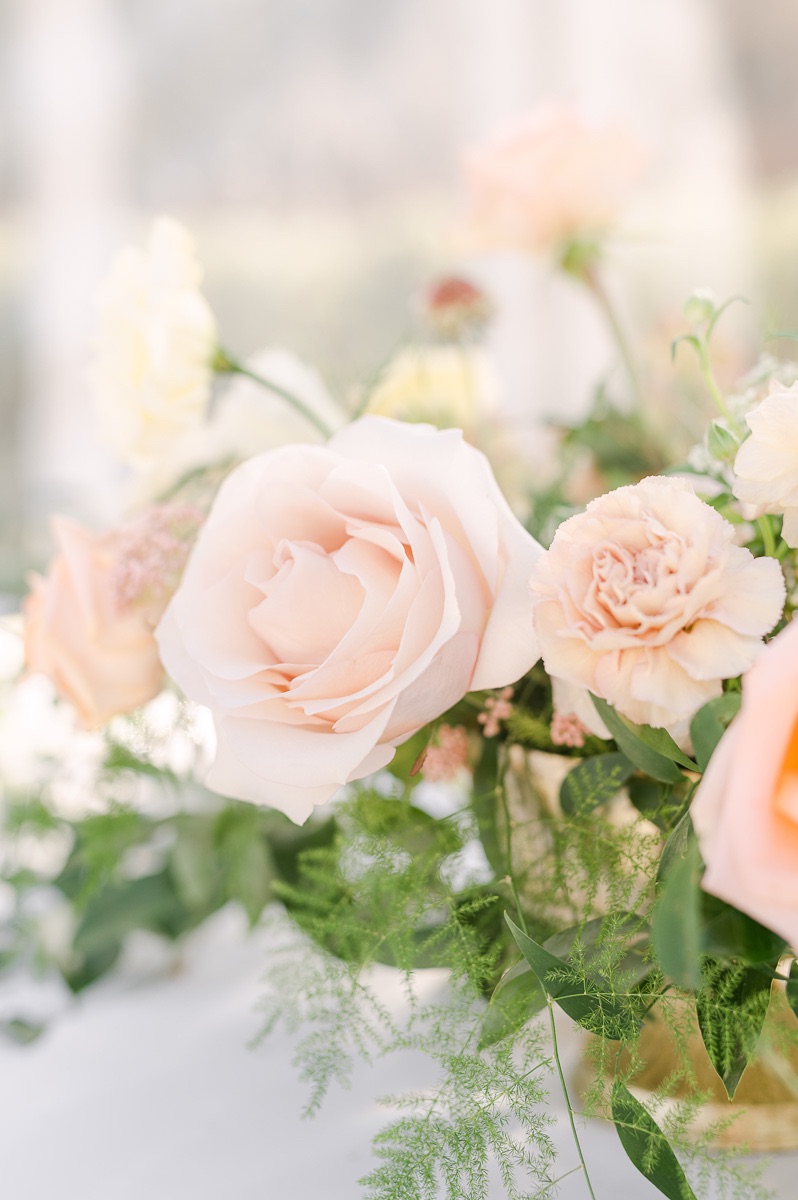 reception flowers at spring garden wedding