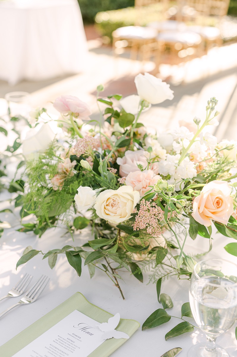 reception flowers at spring garden wedding