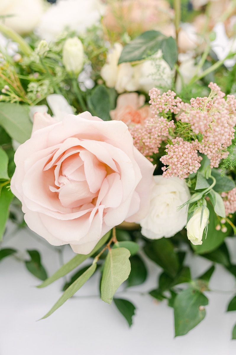 reception flowers at spring garden wedding