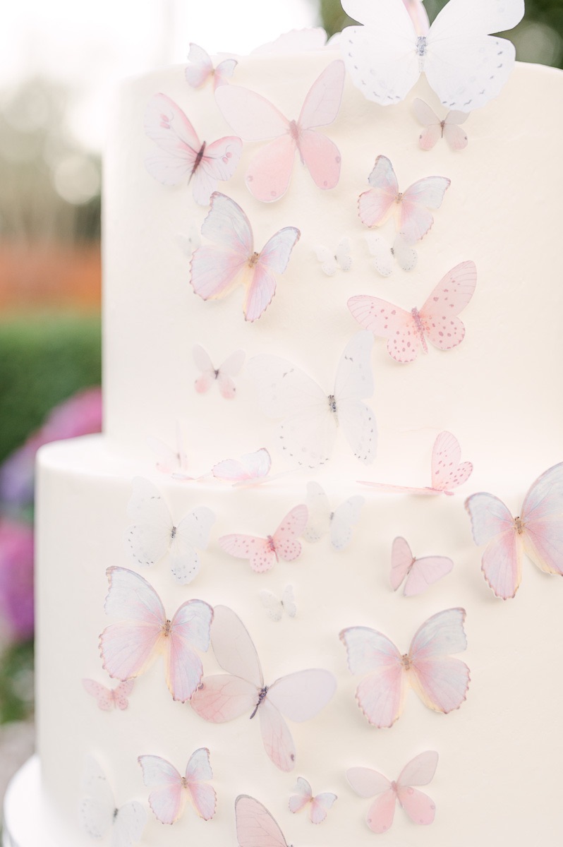 wedding cake with soft butterfly details
