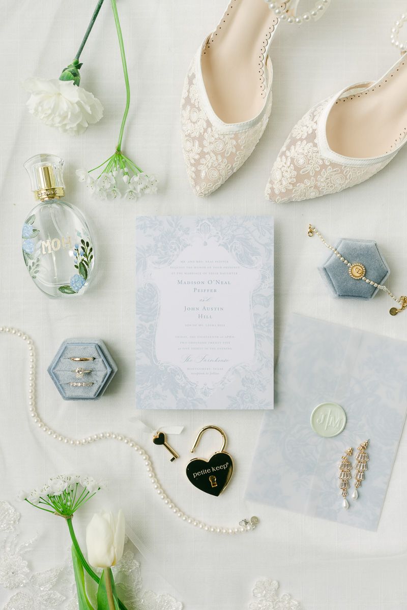 blue floral wedding details