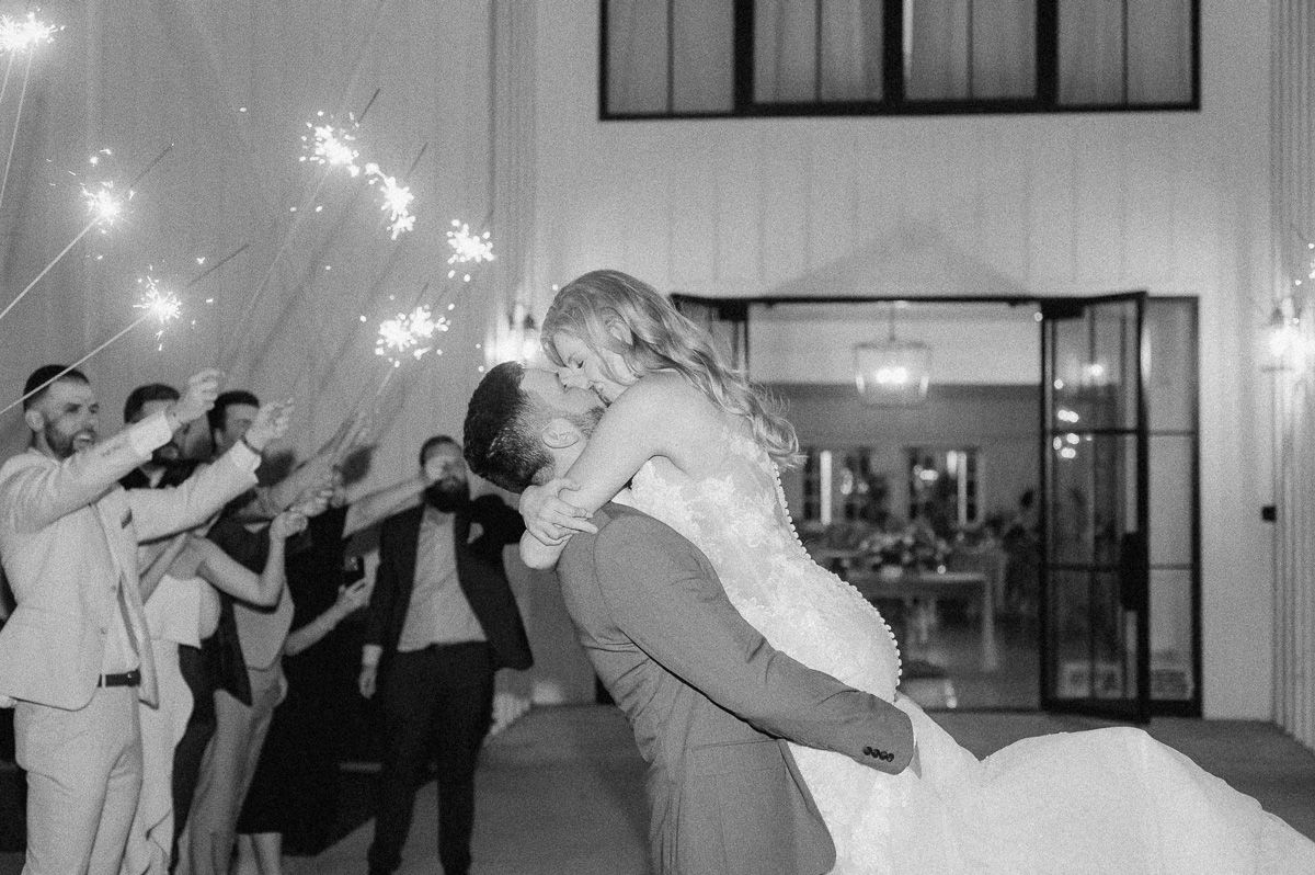 black and white sparkler exit