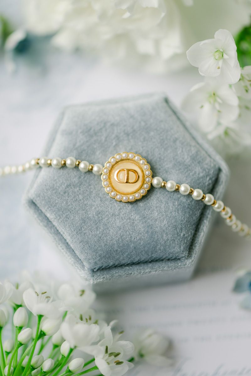 bridal bracelet on blue box