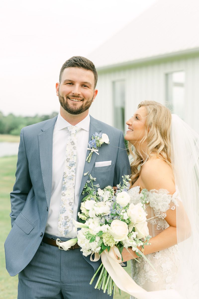 bride and groom at their wedding in Montgomery, Tx