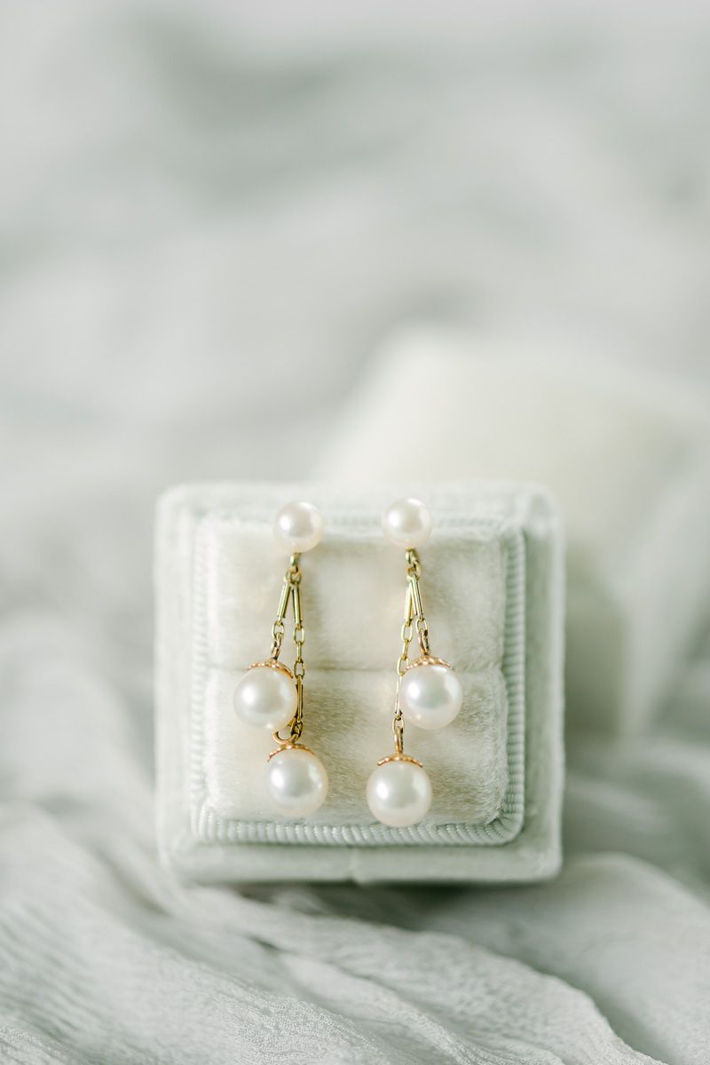 bride's earrings in ring box