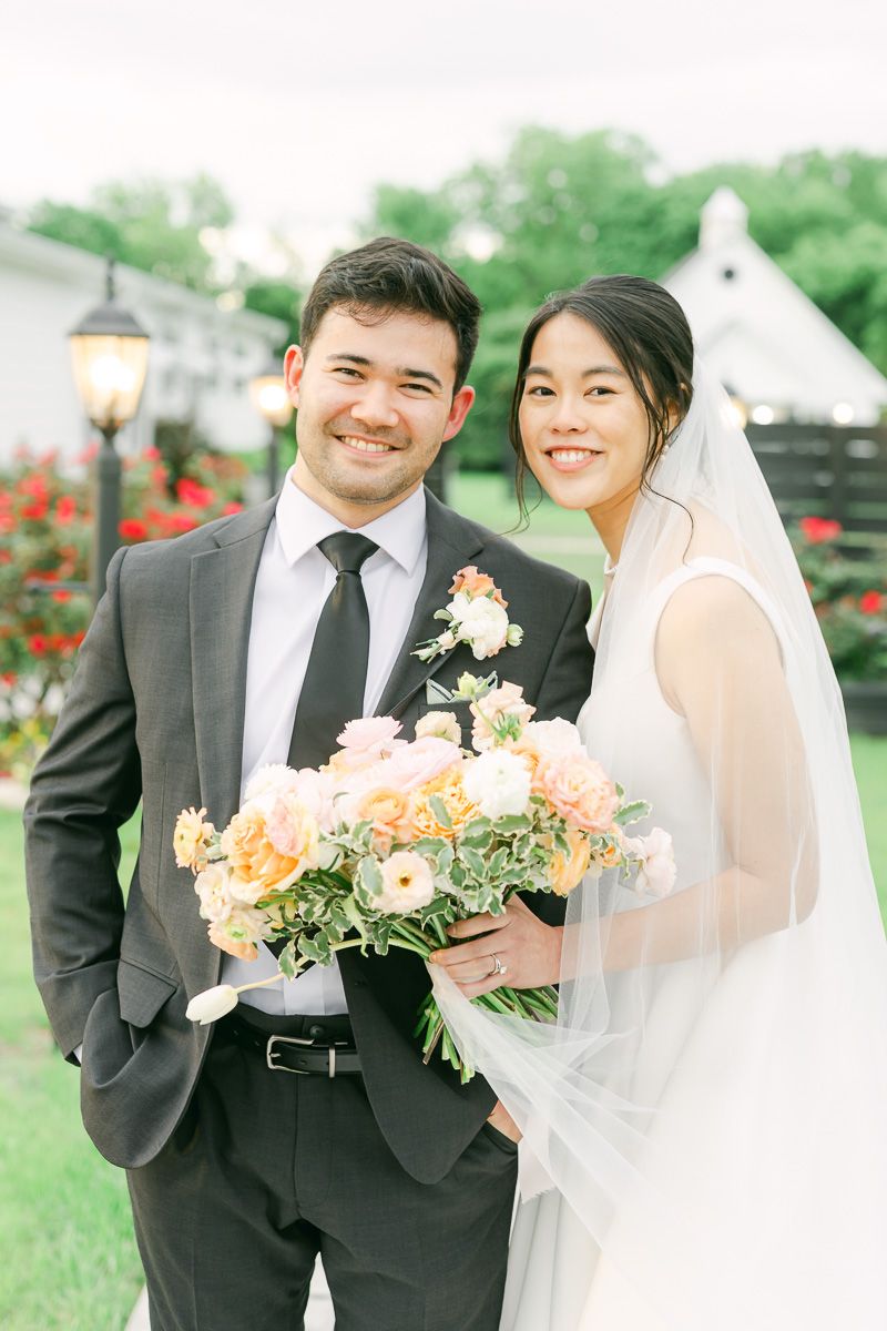 bride and groom outside Venue 311