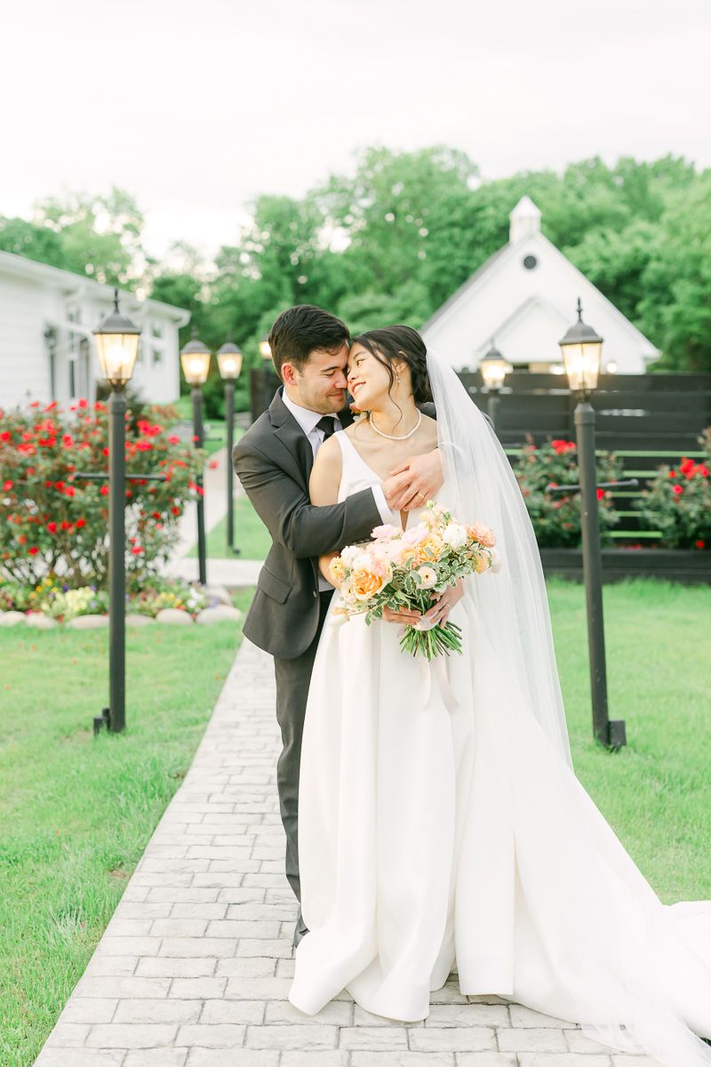 bride and groom outside Venue 311